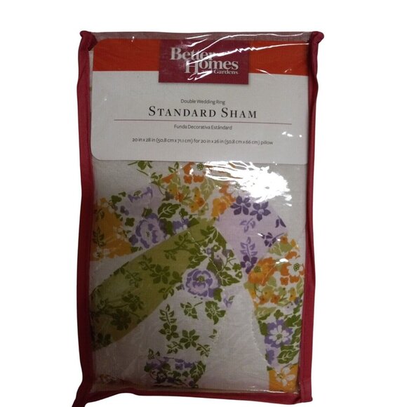 Better Homes & Gardens Pillow Sham Double Wedding Ring Standard 20" x 28" Floral - Picture 1 of 8